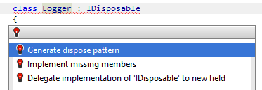 A quick-fix that helps generate dispose pattern
