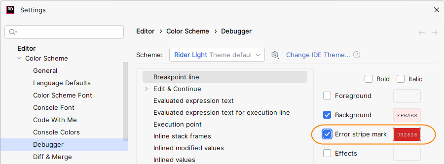 JetBrains Rider: Configuring marker bar (error stripe)