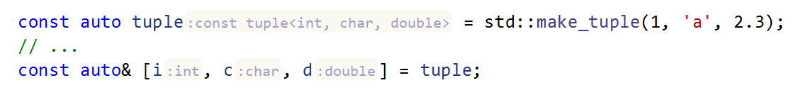 JetBrains Rider C++: type name hints for structured bindings