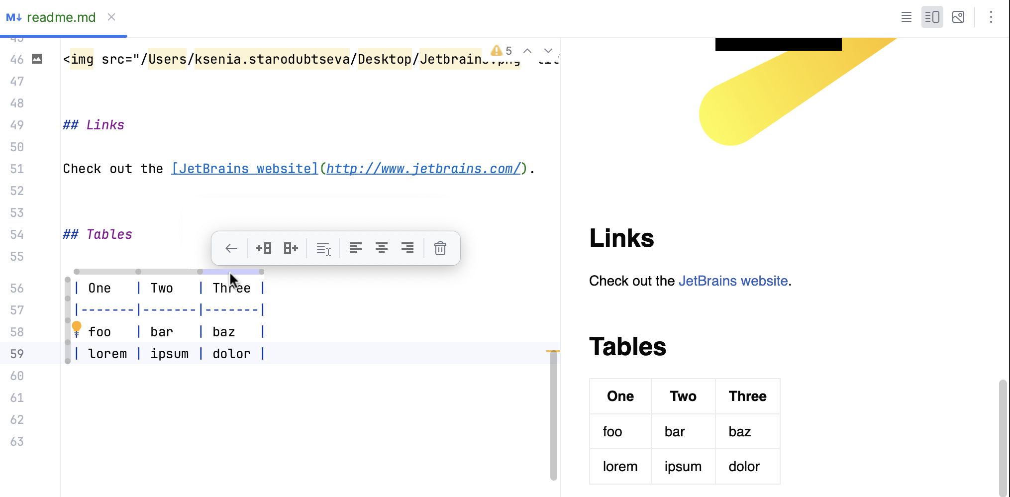 Editing a table in a Markdown file