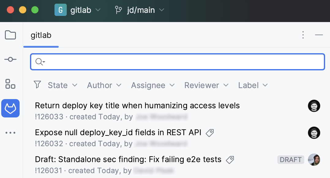 Merge requests filters