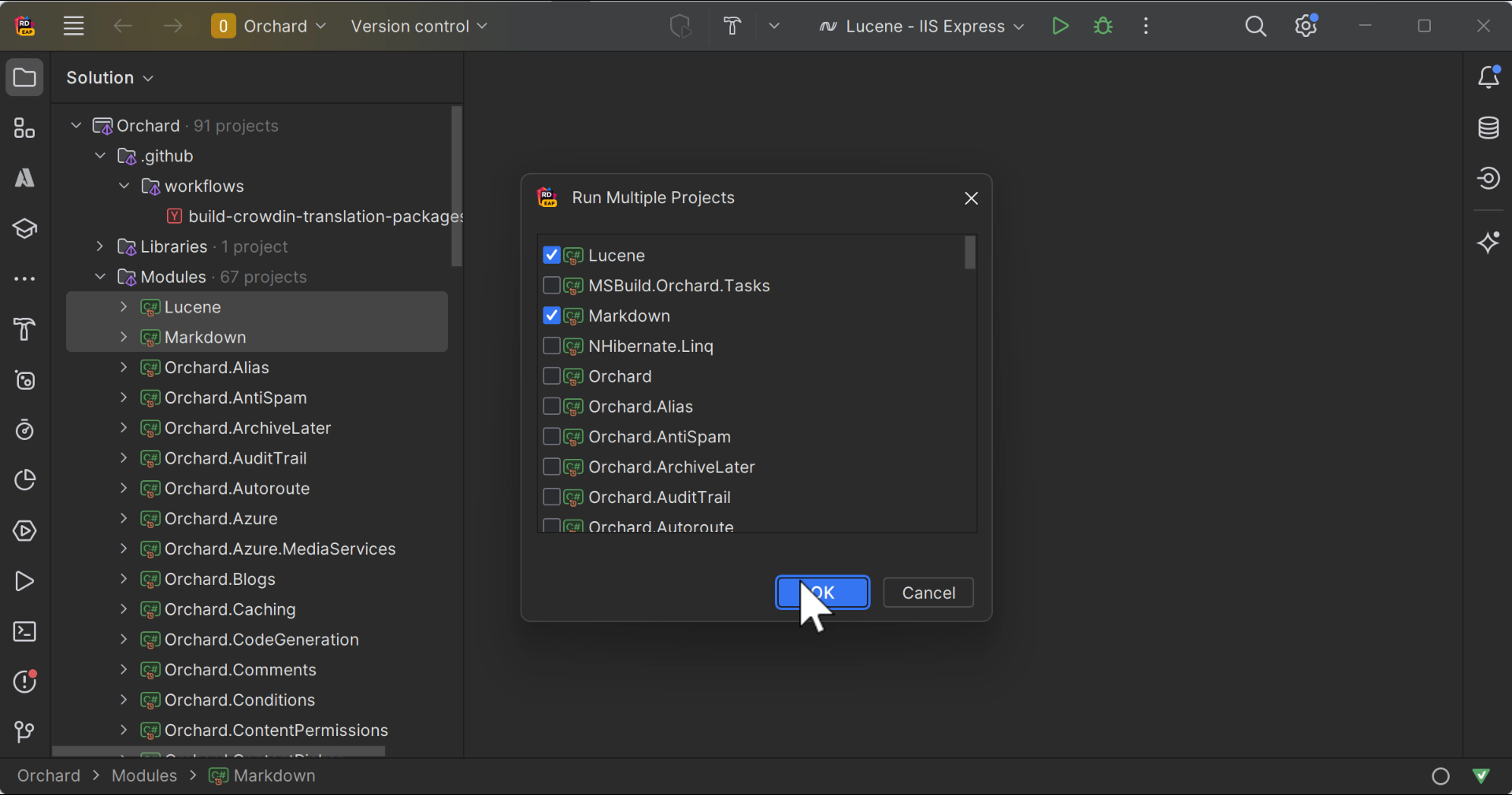JetBrains Rider: Running multiple projects with Multi-launch configuration