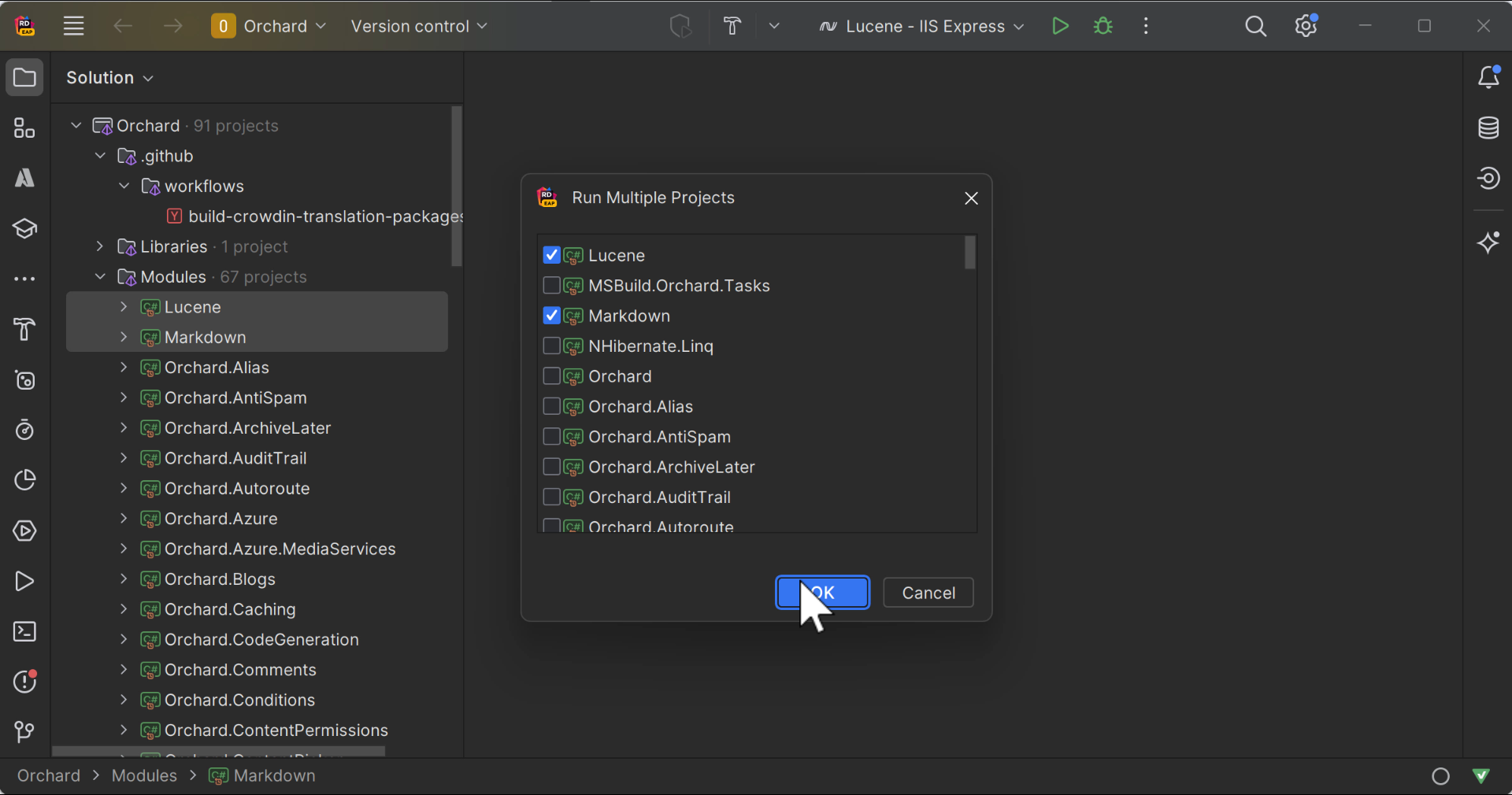 JetBrains Rider: Running multiple projects with Multi-launch configuration