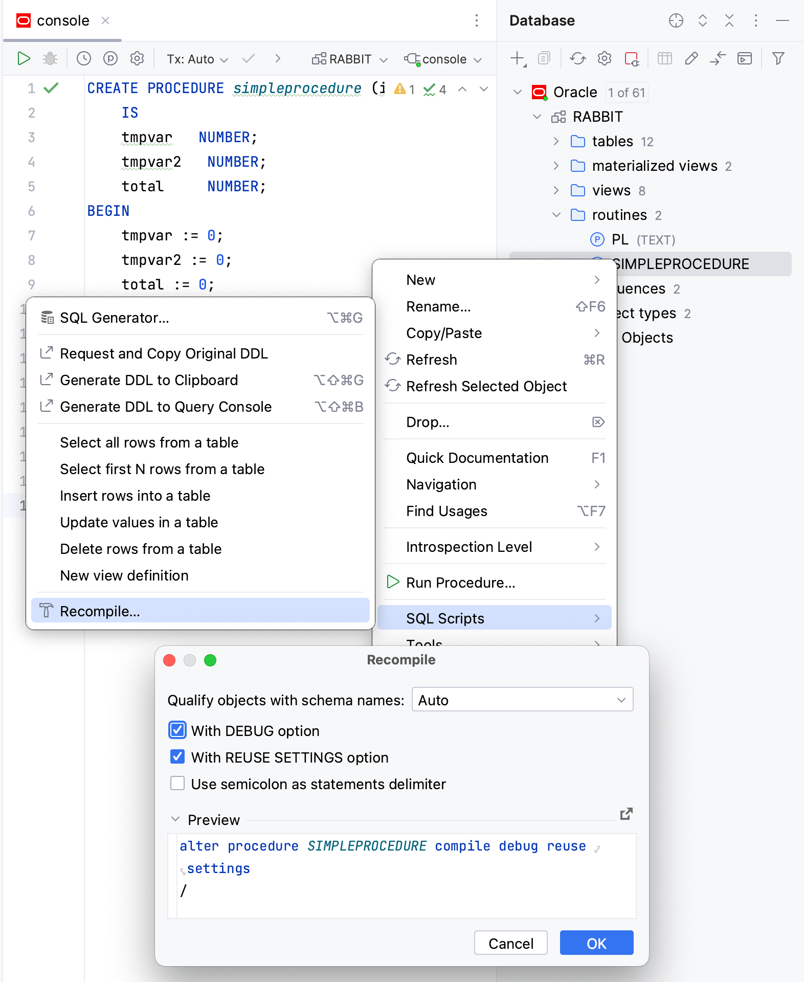 Compile code for debugging