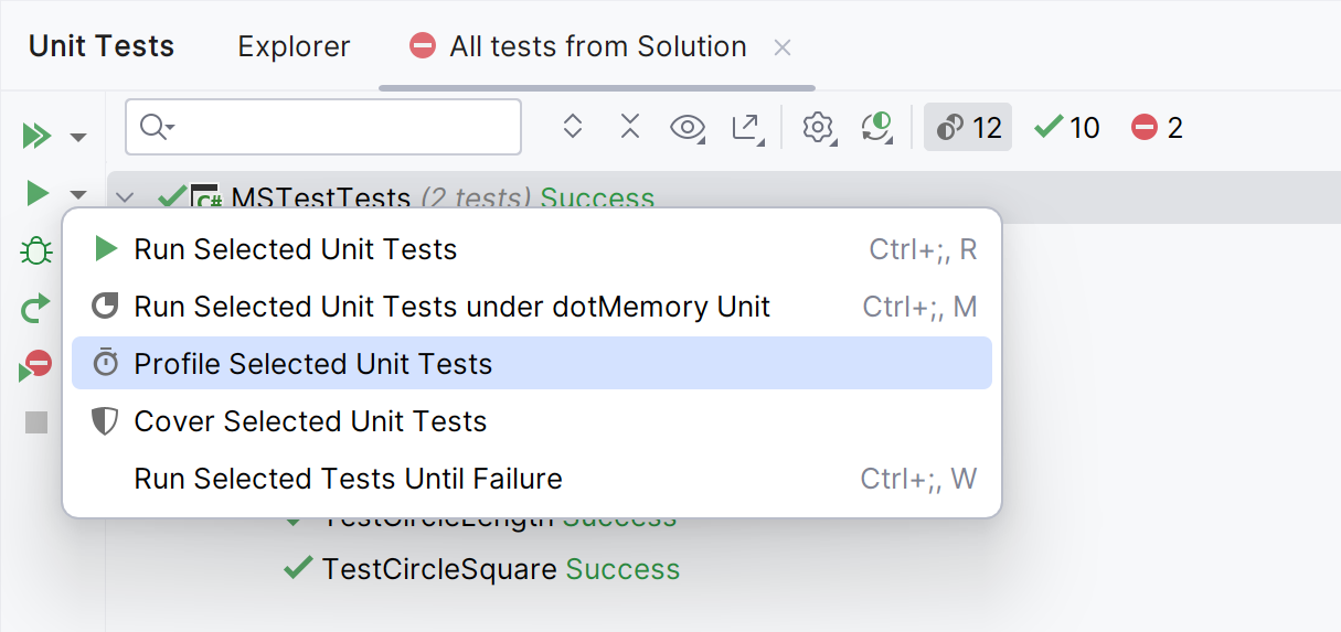 Profile unit tests