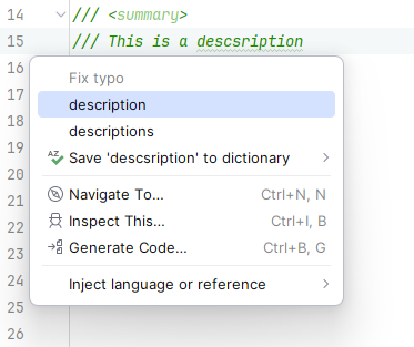 JetBrains Rider: Detecting and fixing typos