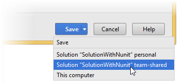 Save or Save To in JetBrains Rider options