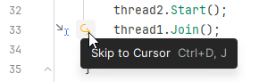JetBrains Rider debugger: Setting the next statement with the hover action