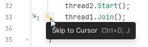 JetBrains Rider debugger: Setting the next statement with the hover action