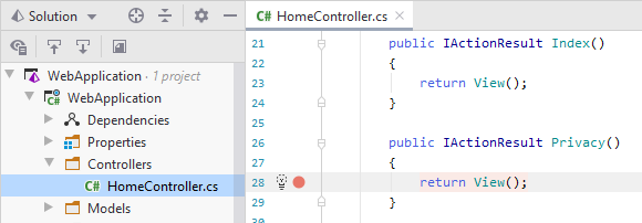 SSH remote debugging. Breakpoint