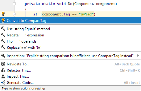 Compare tag quick-fix