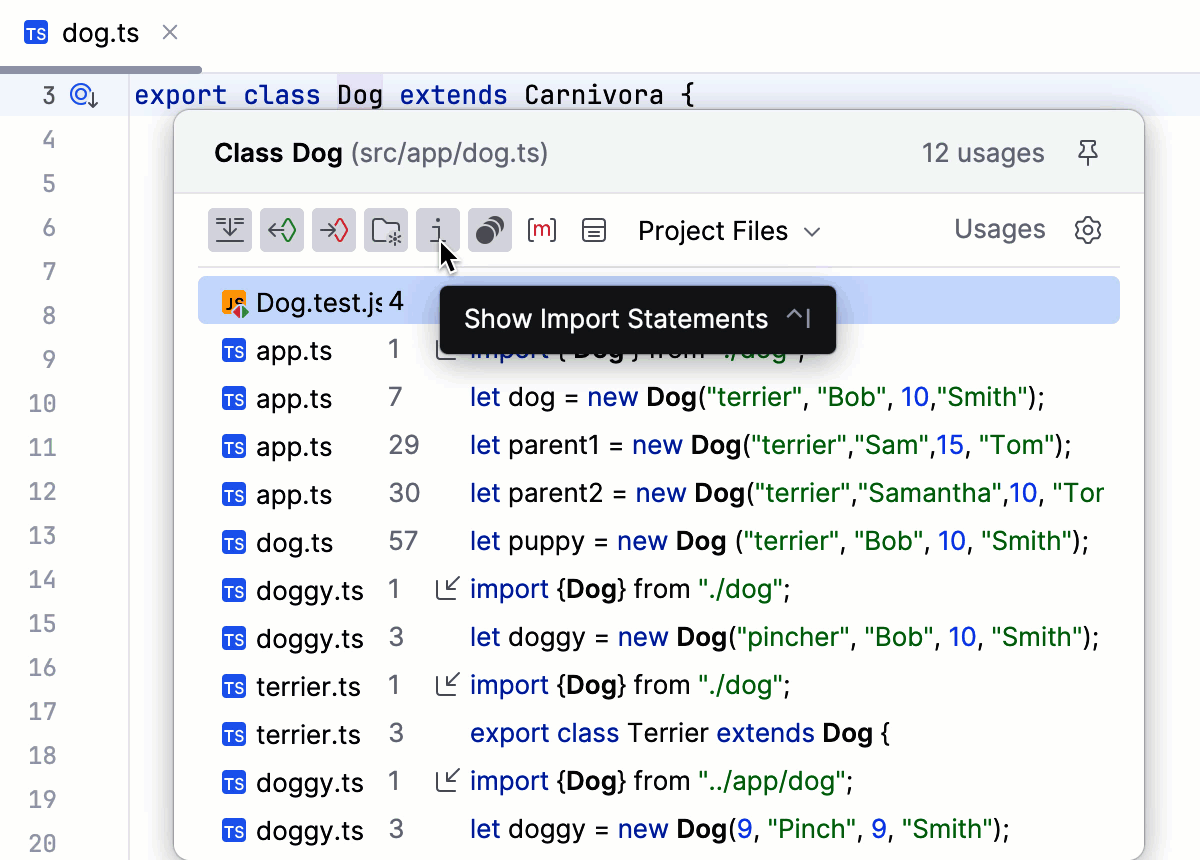 Configure the Go To Usages list