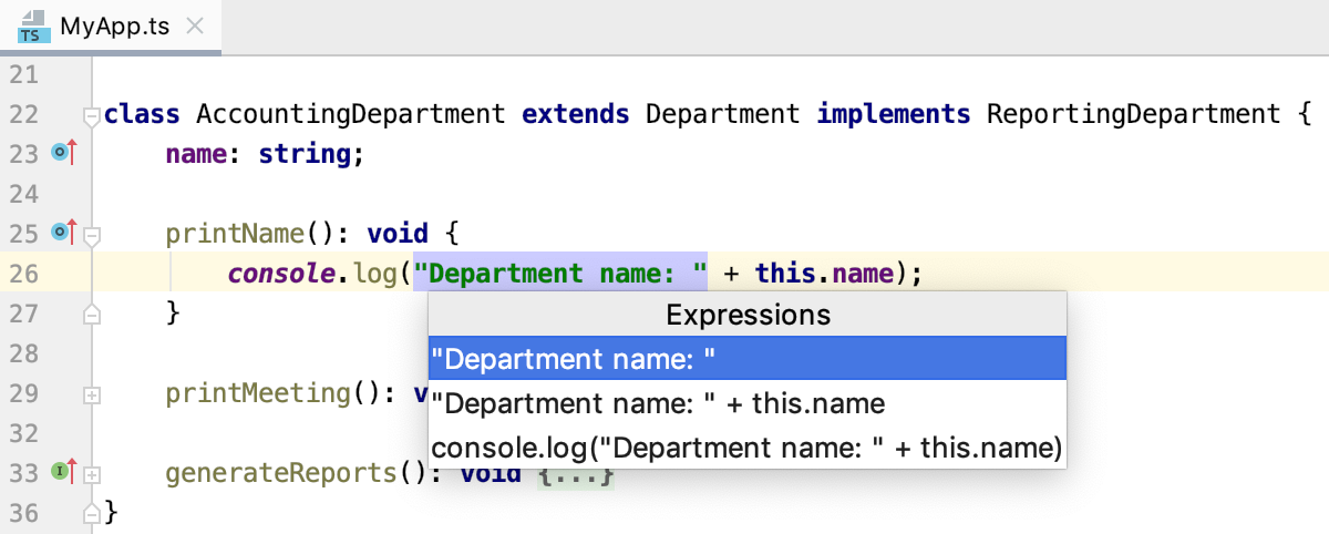 Introduce Constant: select the expression