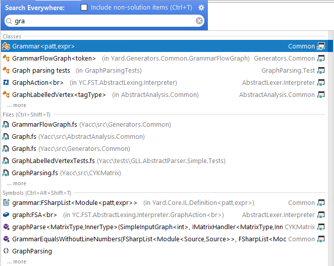 JetBrains Rider: F# search everywhere