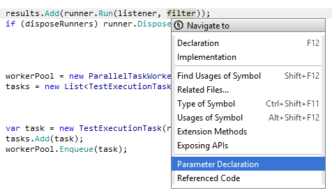 JetBrains Rider: Navigating to parameter declaration