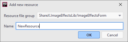 JetBrains Rider: Add new resource dialog
