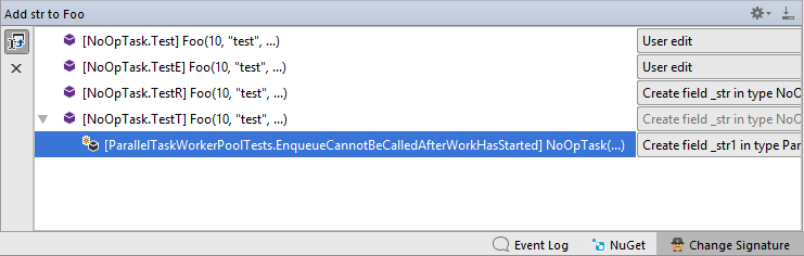 Change signature - updating calls with call diagram