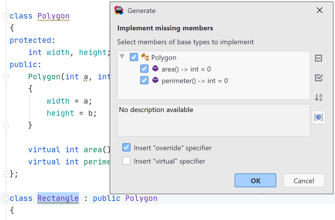 Generating missing members for a C++ class