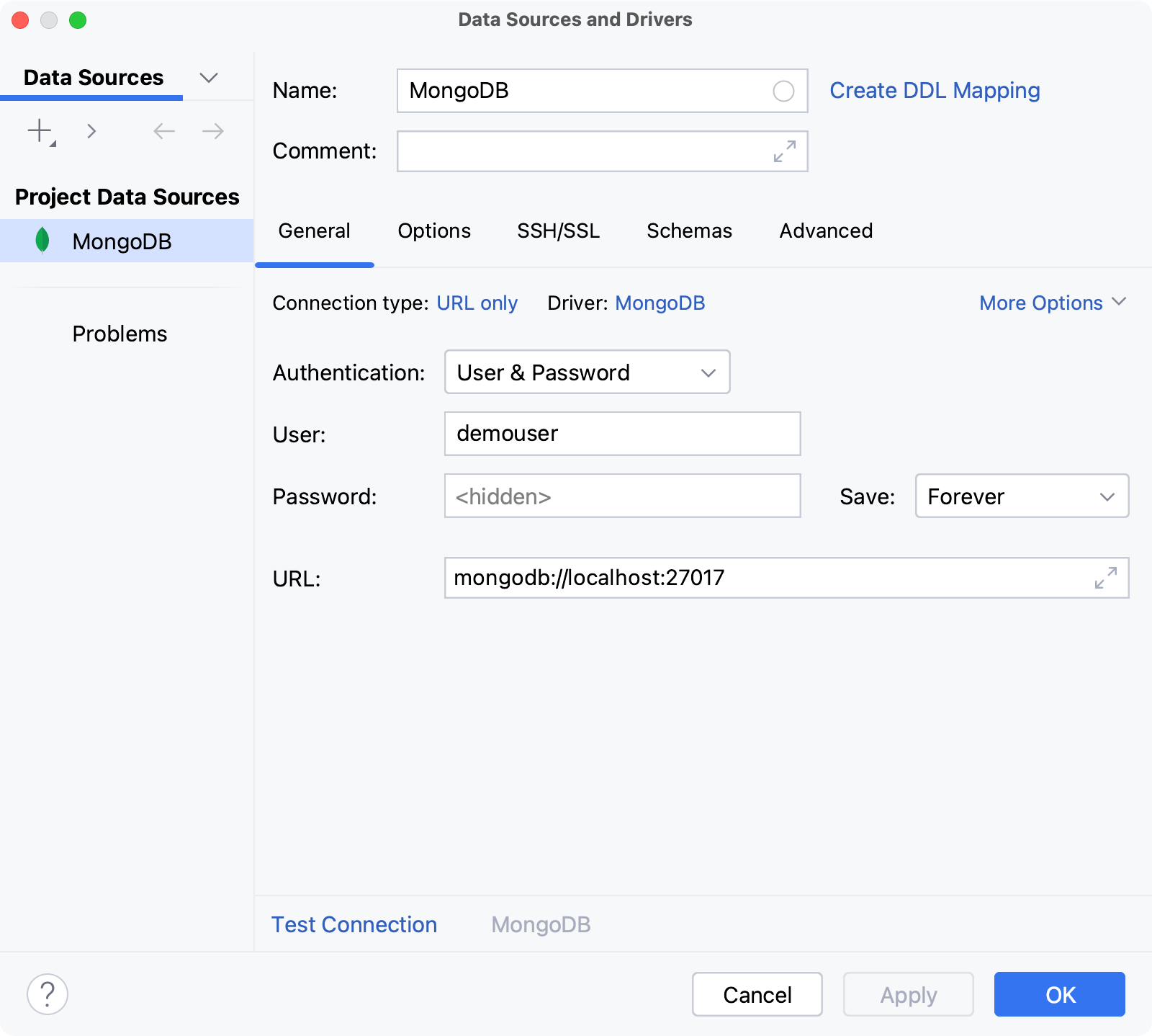 Database connection details