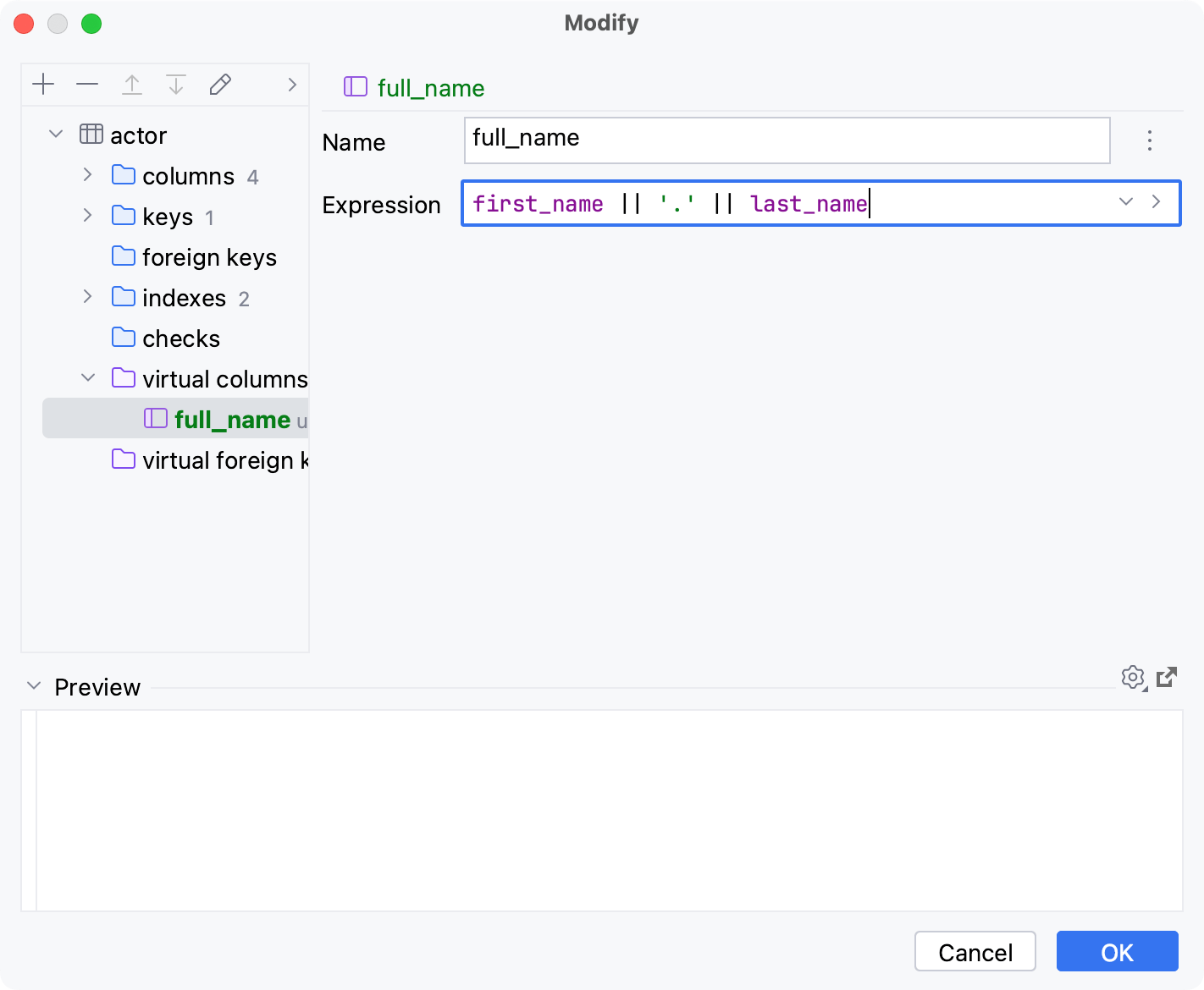 Create a virtual column