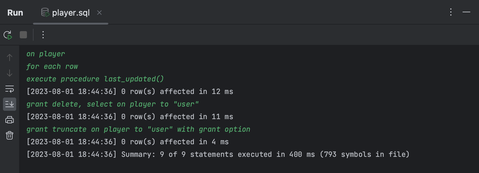 Run SQL files | JetBrains Rider Documentation