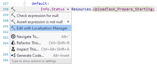JetBrains Rider: Edit with localization manager