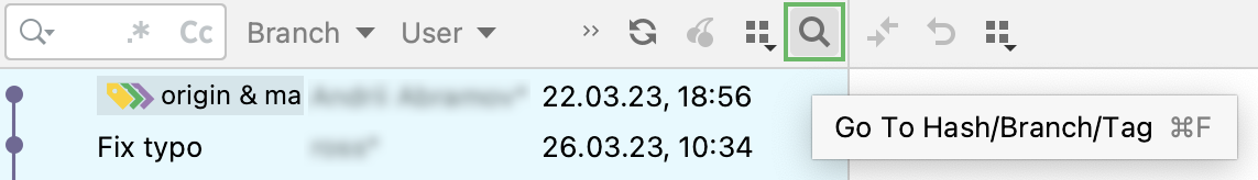 Go to Hash/Branch/Tag icon
