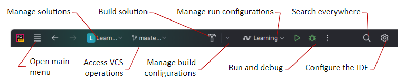 JetBrains Rider: using navigation bar to access most frequently used actions