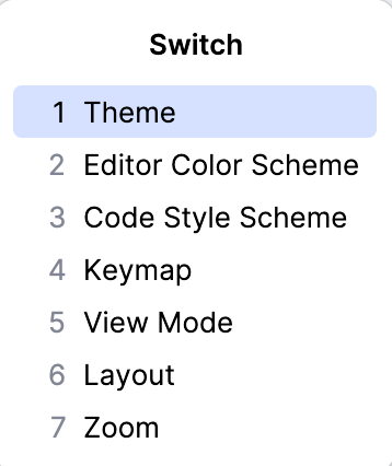 Switch scheme popup