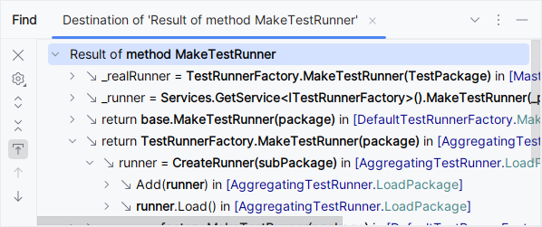 Value destination hierarchy in the Find window