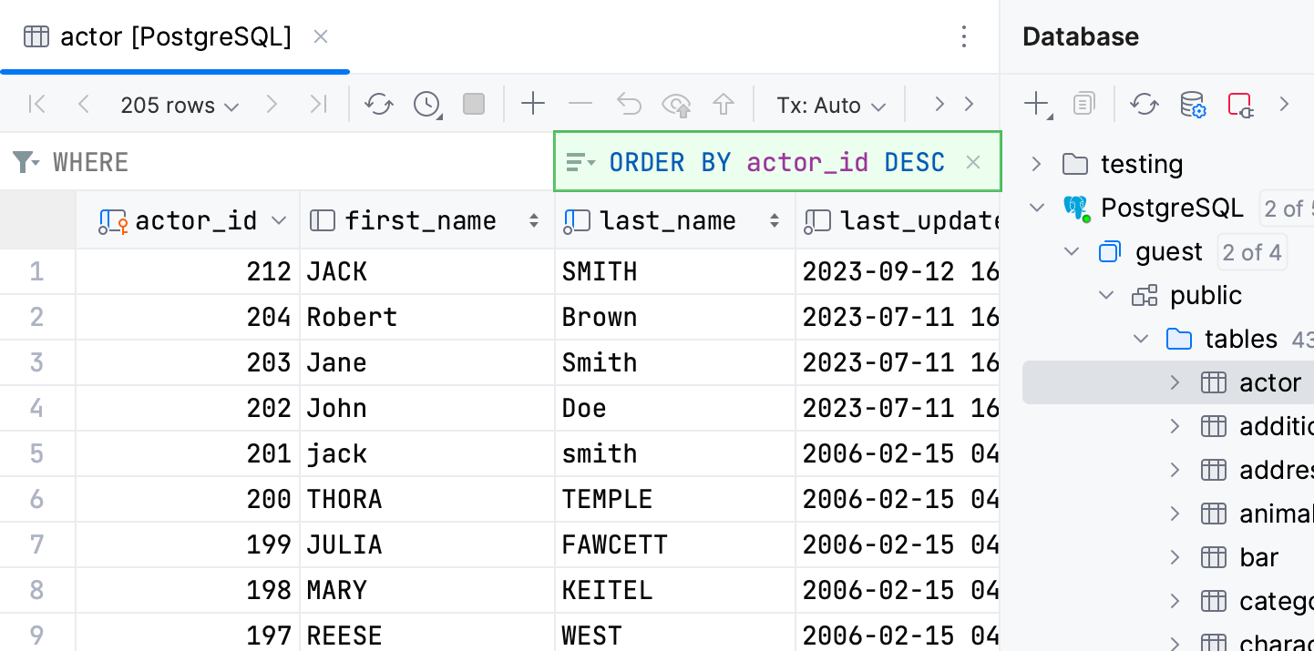 Sort table data by a numeric primary key