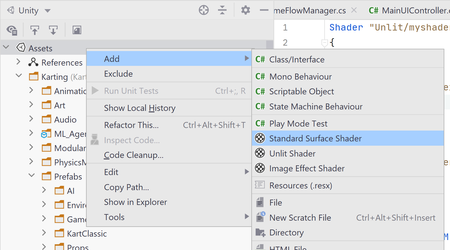 Unity file templates