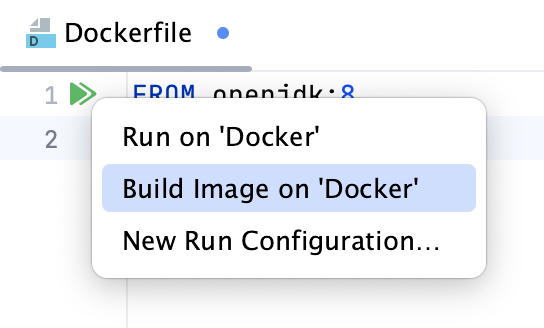 The Build Image on Docker popup