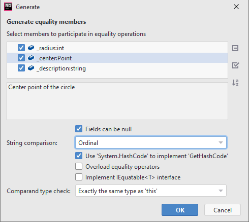 Generating equality members