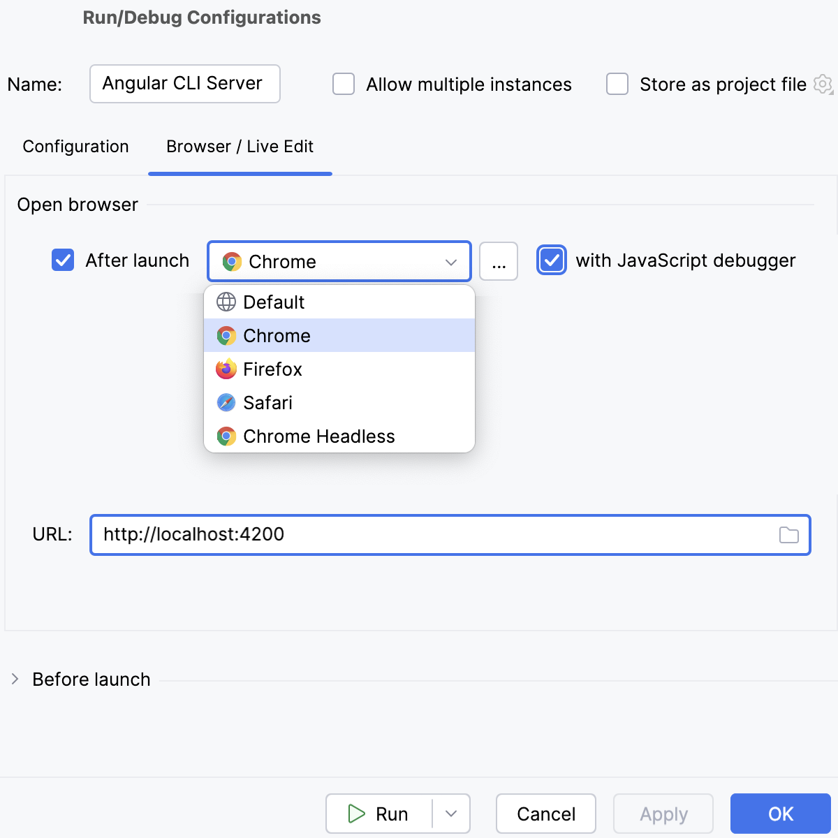 npm configuration, Browser tab