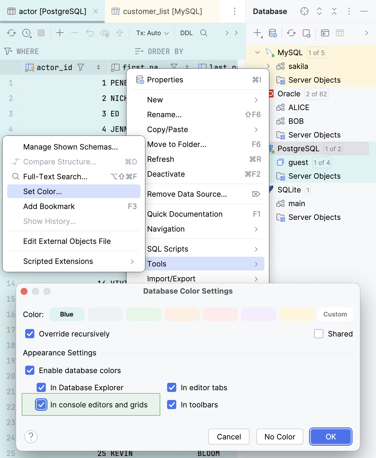 Assigning a color to a data source