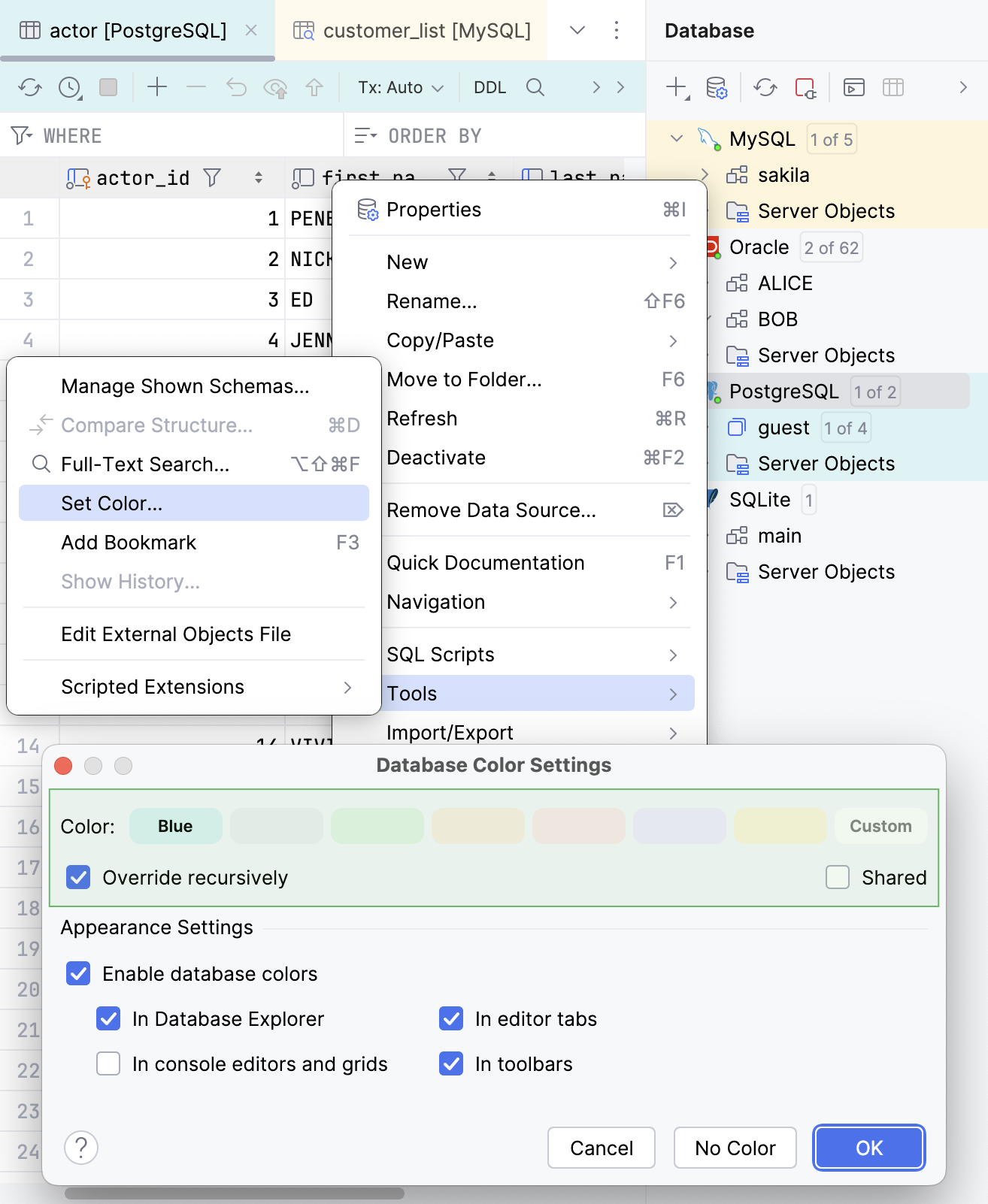 Assigning a color to a data source