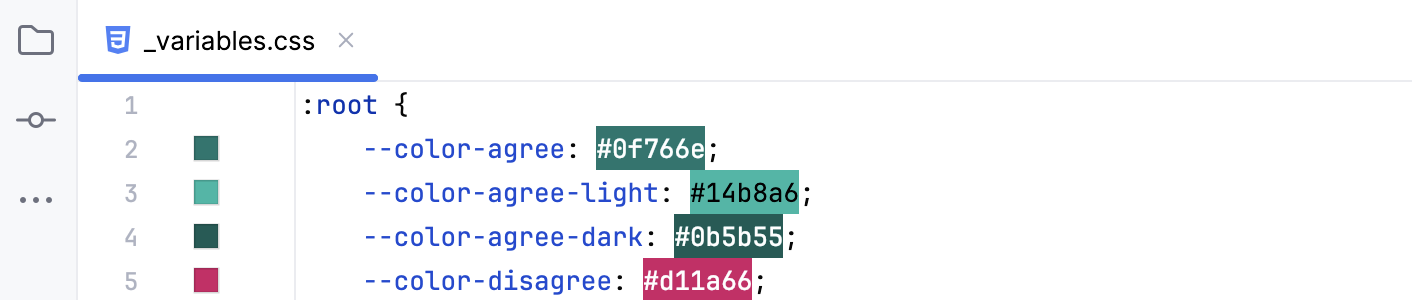 Showing CSS color preview in the background