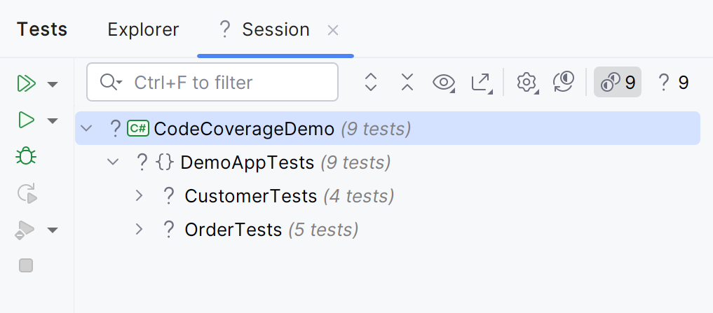 Unit test session