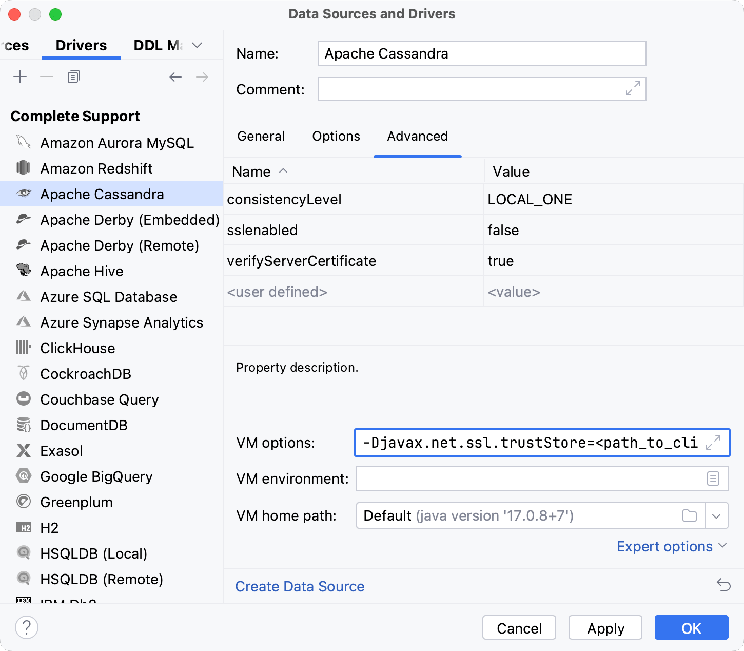 Set VM options