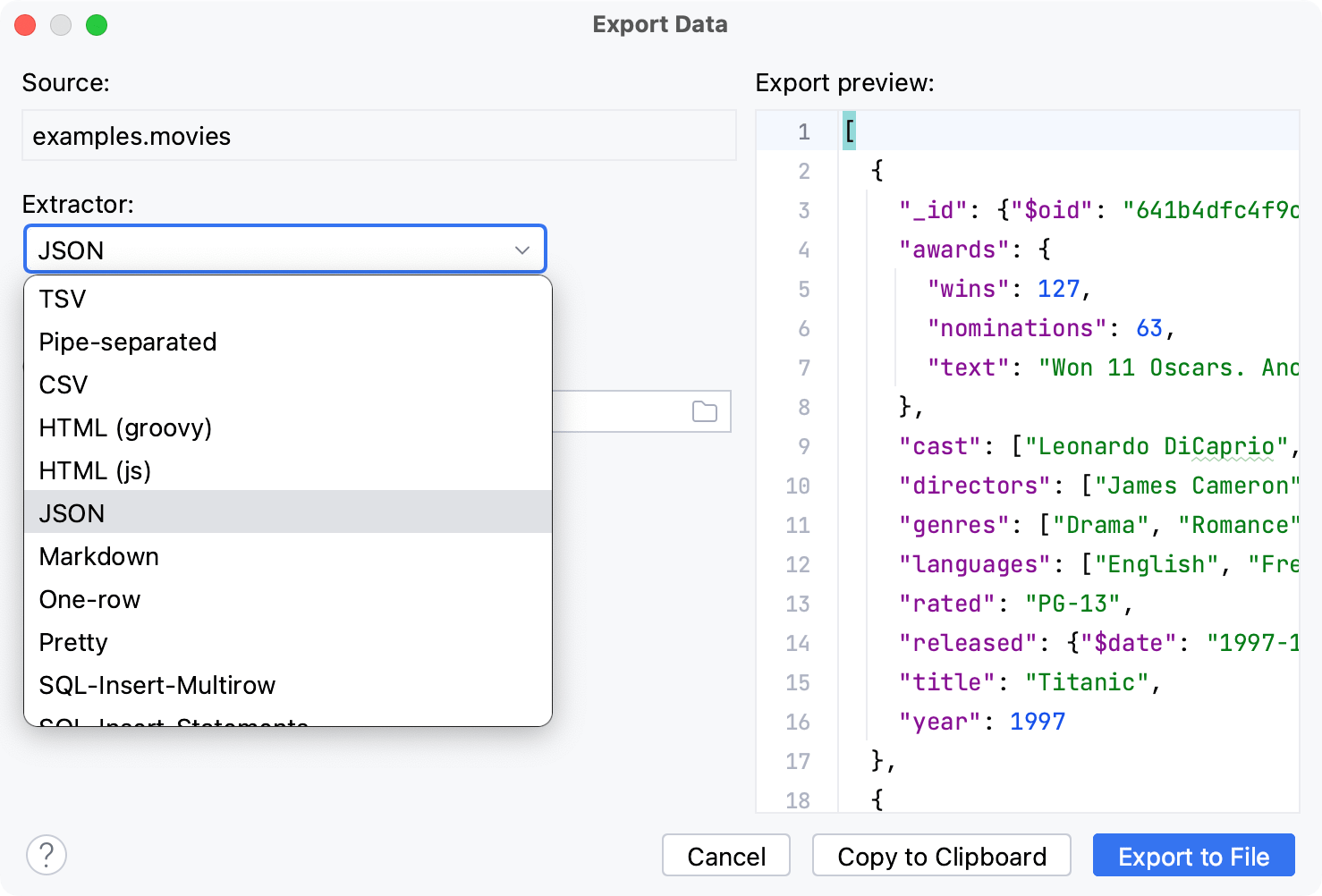 MongoDB Extended JSON