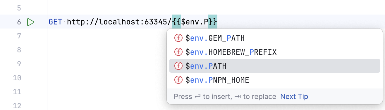 System environment variable in HTTP Client