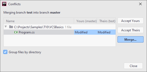 Merge Conflicts dialog