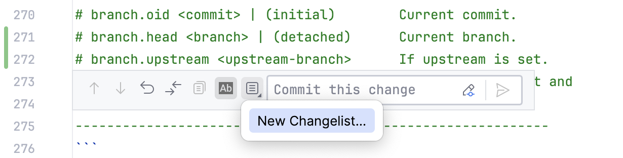 Partial commit changelists