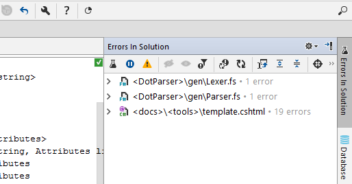 JetBrains Rider: Errors in solution. F#