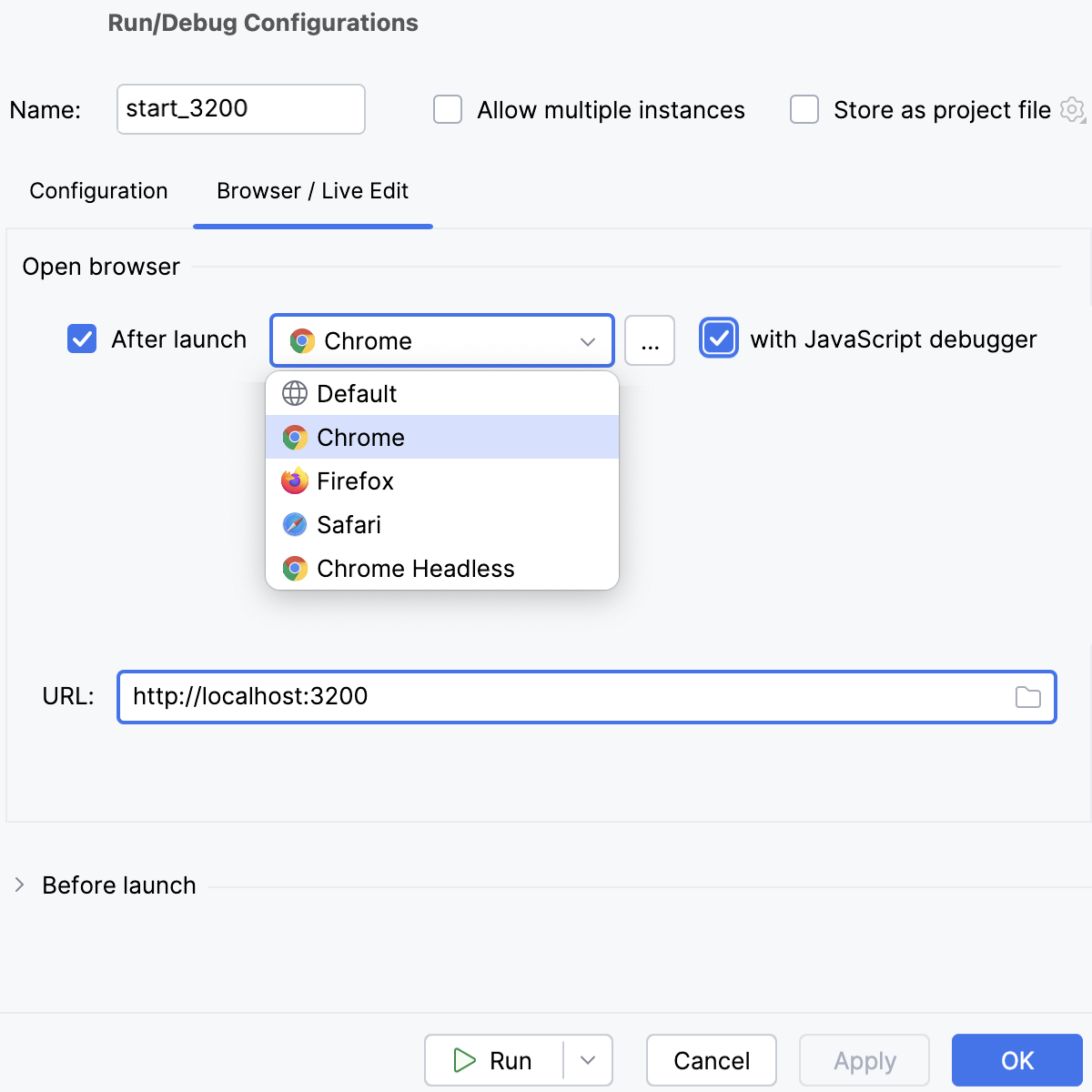 npm configuration, Browser tab