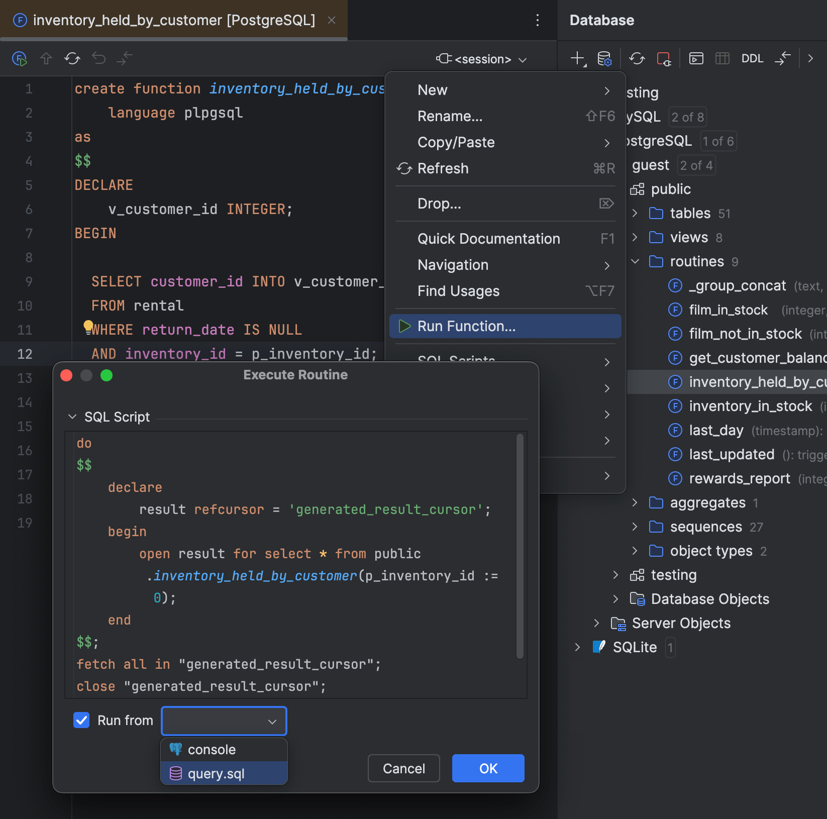 Run queries | JetBrains Rider Documentation