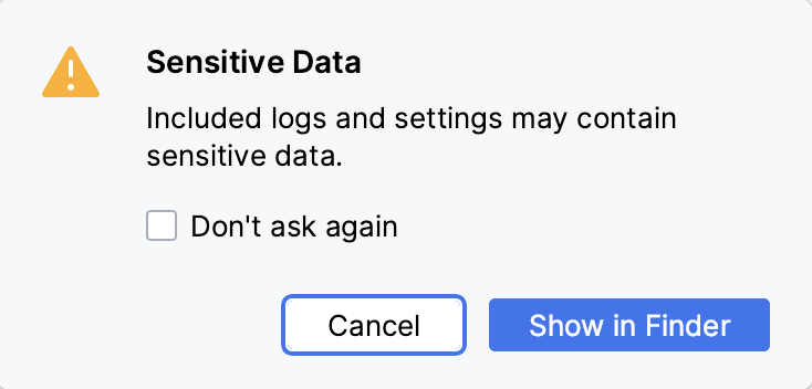 the Sensitive Data dialog