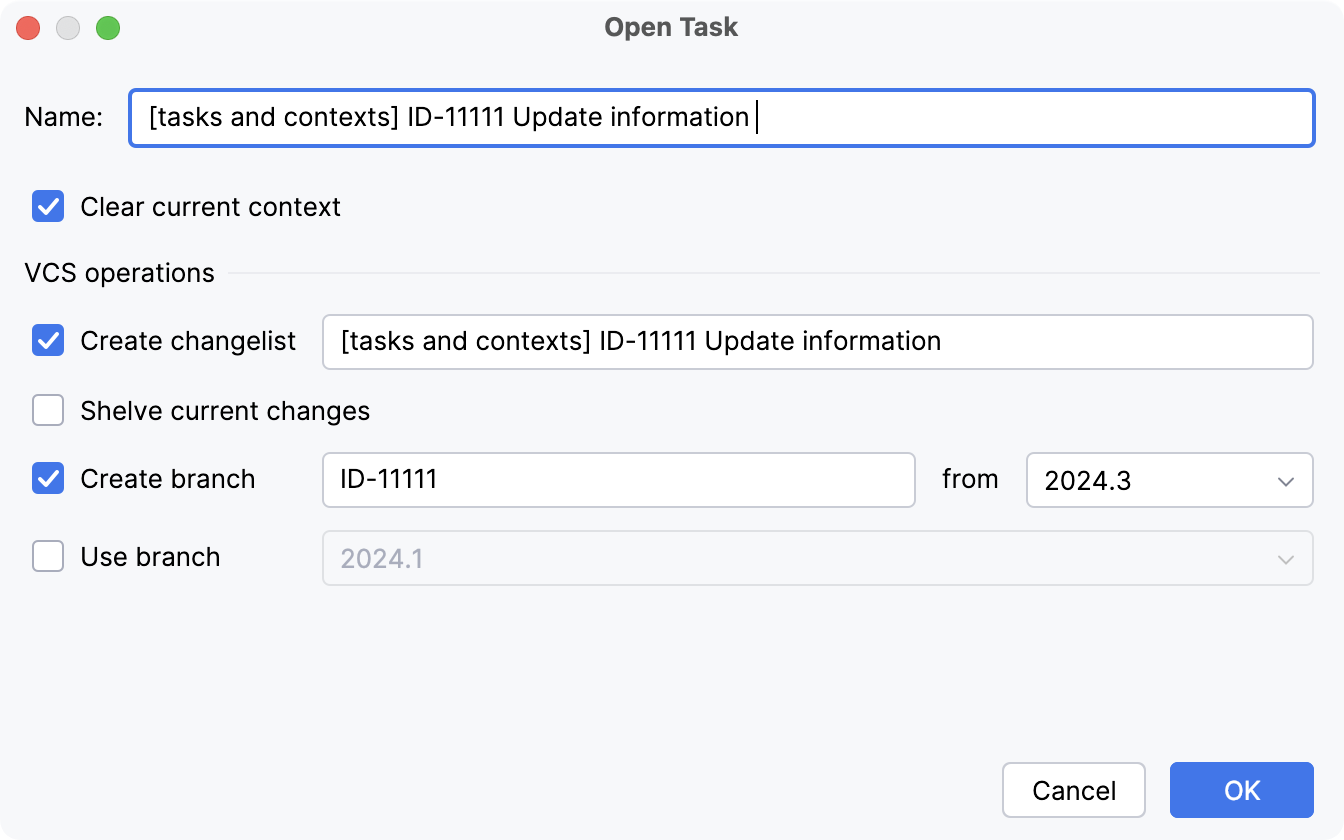 Opening a tracker task