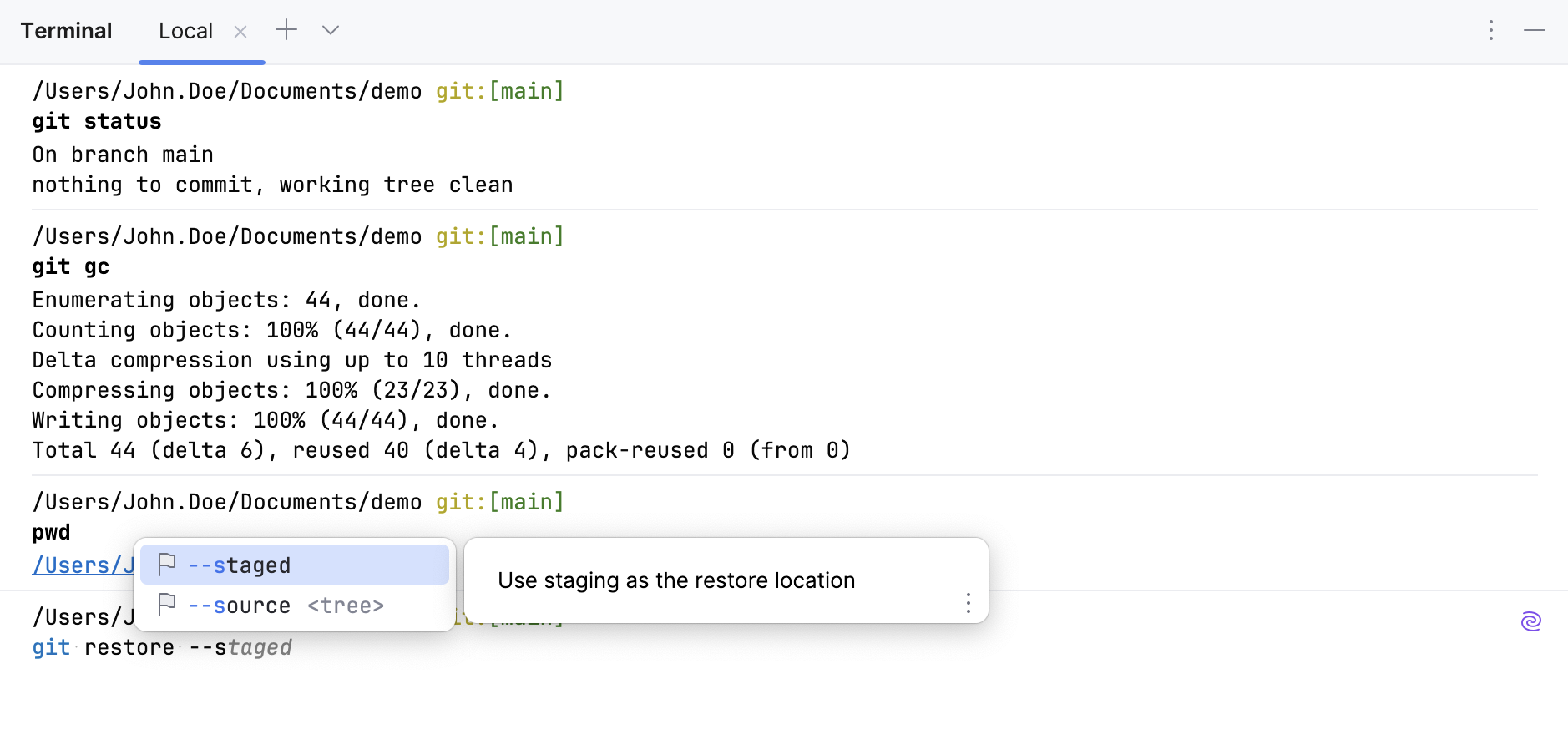 New Terminal tool window